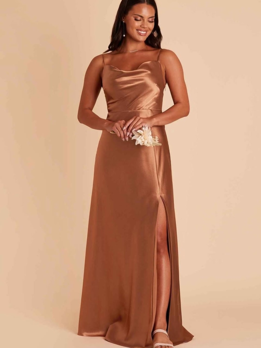 Birdy Grey Satin Lisa Slip Dress in Rust